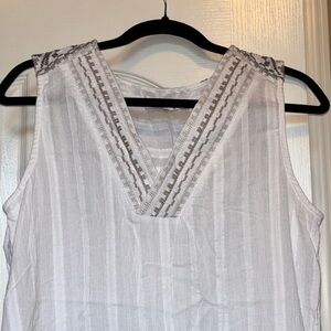 Prana White Textured 100% Organic Cotton Top